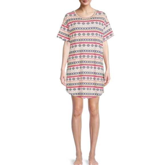 SECRET TREASURES Sleep Shirt Dress Fair Isle NWT - S/M - Picture 6 of 14